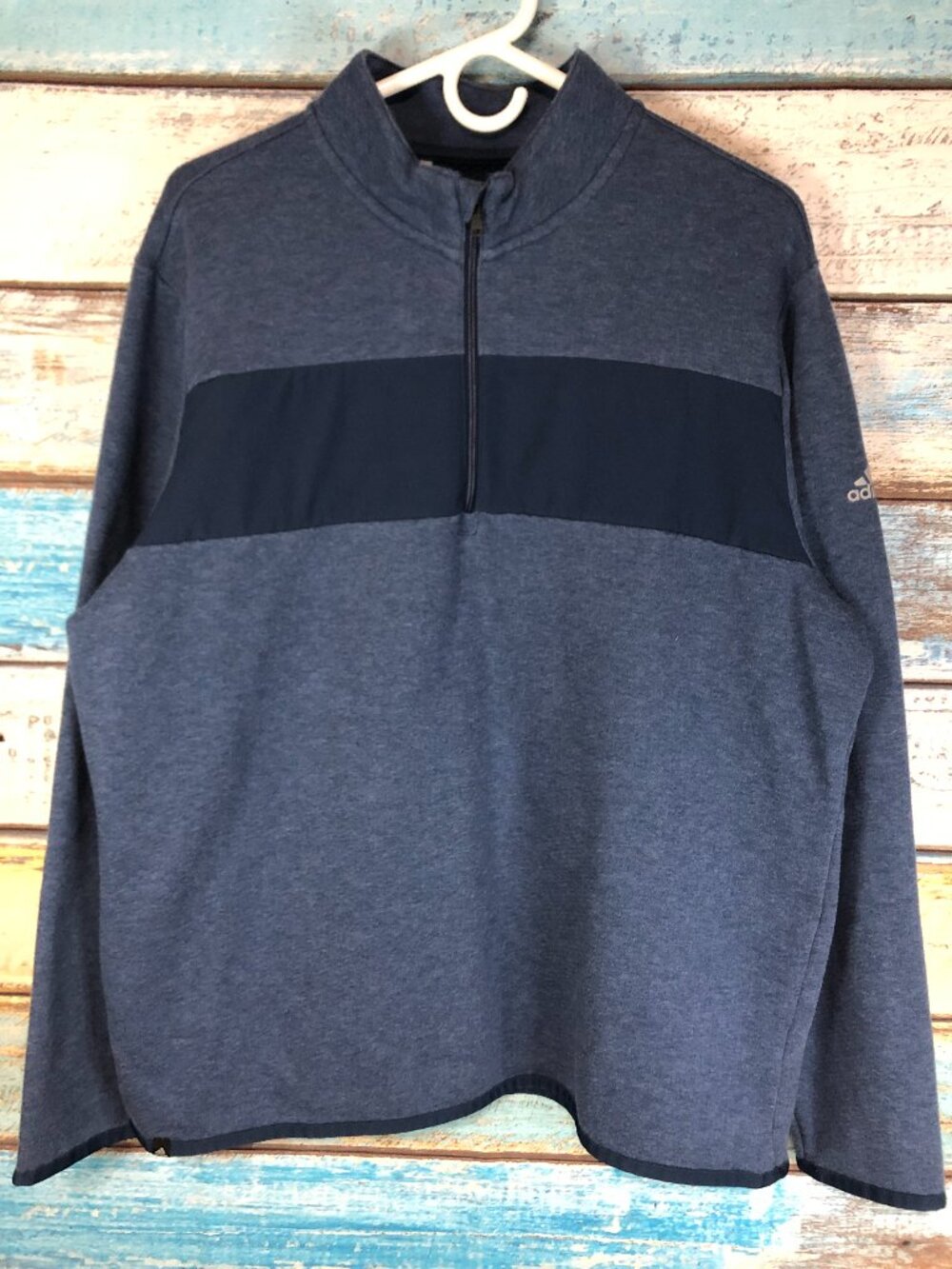 Adidas Mens Large Navy Blue Quarter Zip Athletic Golf Pullover Sweatshirt